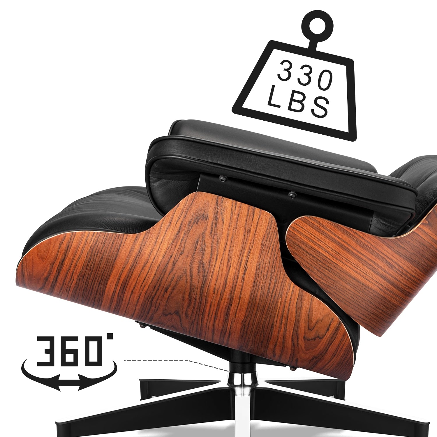 Classic Leather Lounge Chair with Ottoman (PRO) - Homio Decor