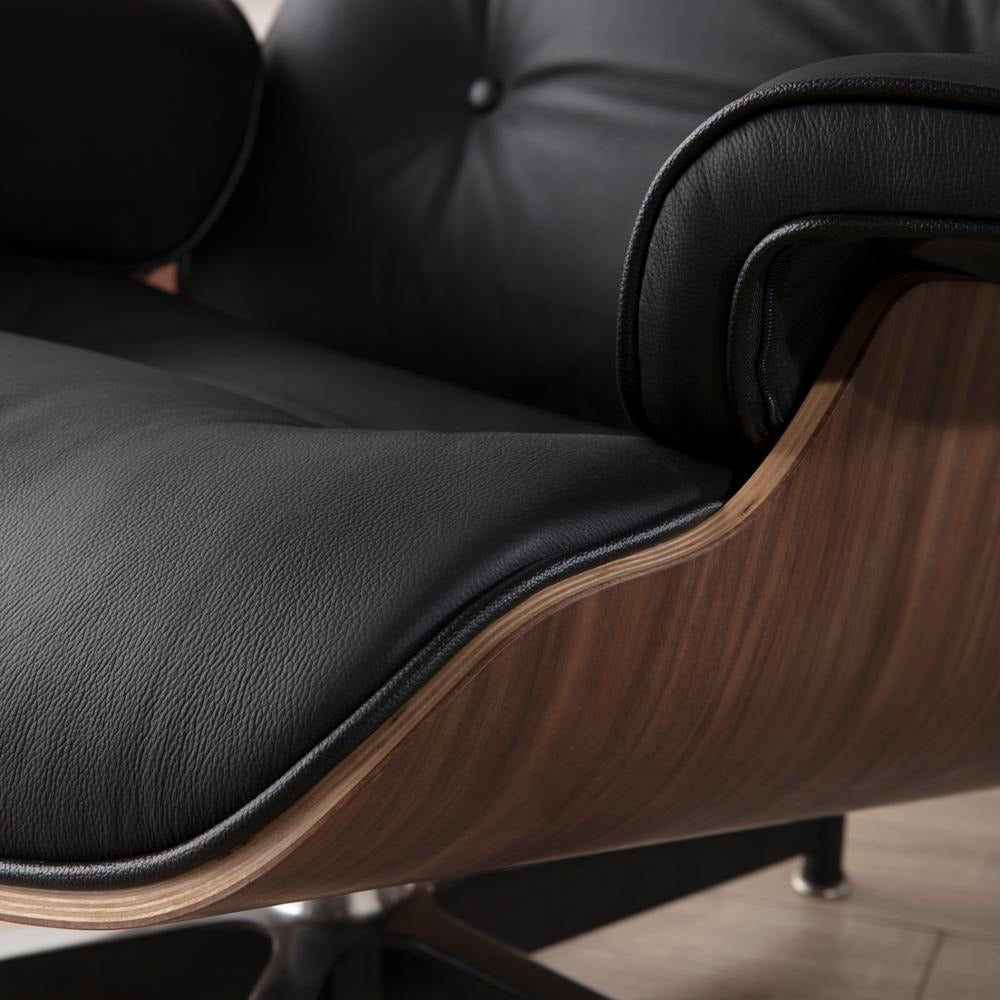 Classic Leather Lounge Chair with Ottoman (PRO) - Homio Decor