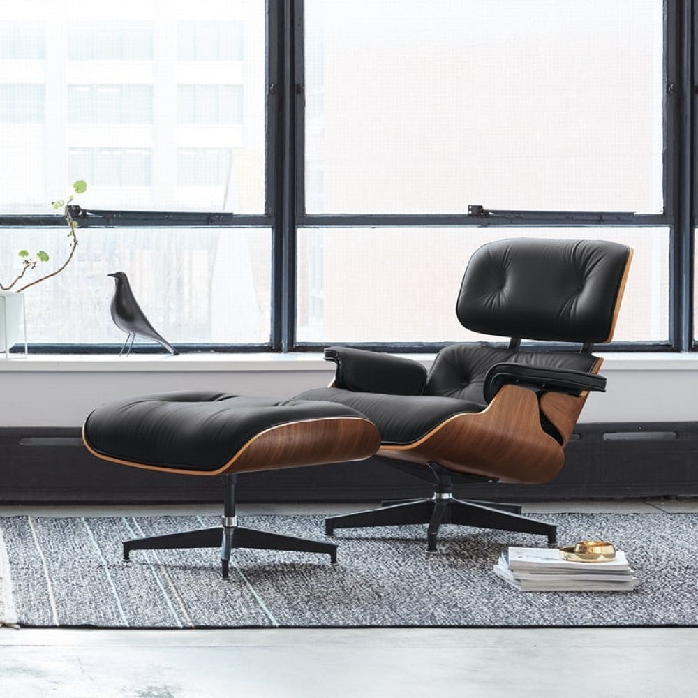 Classic Leather Lounge Chair with Ottoman (PRO) - Homio Decor