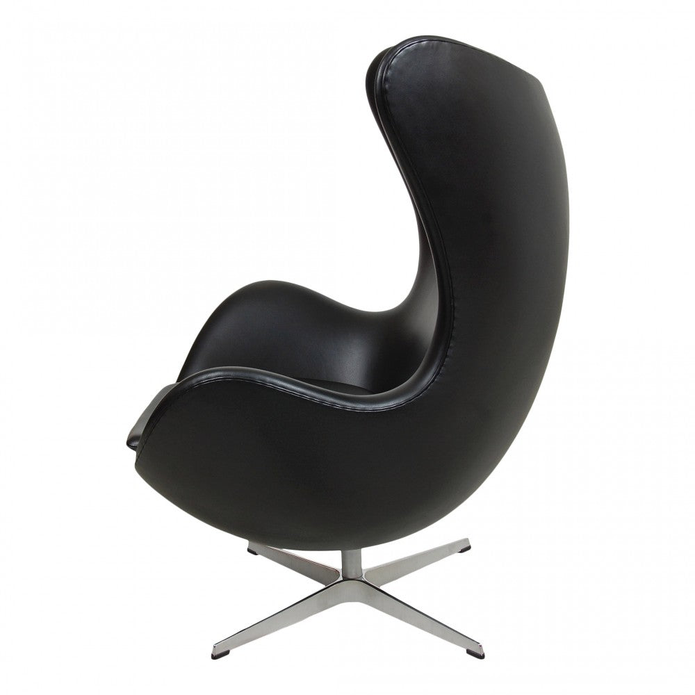 Egg Chair - Black Aniline Leather - Homio Decor