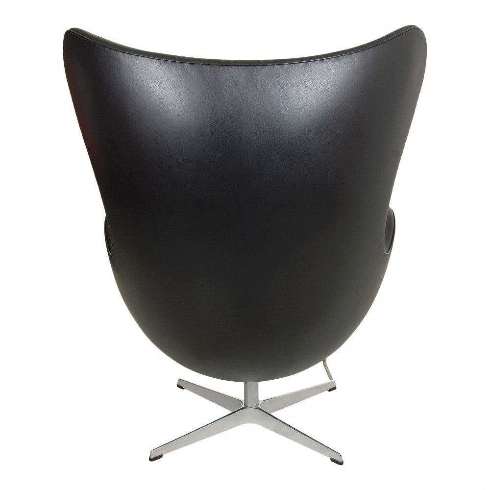 Egg Chair - Black Aniline Leather - Homio Decor