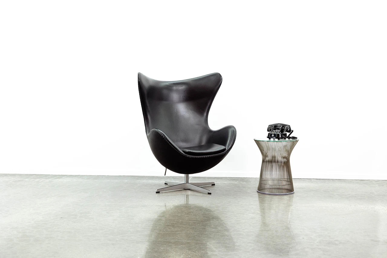 Egg Chair - Black Aniline Leather - Homio Decor