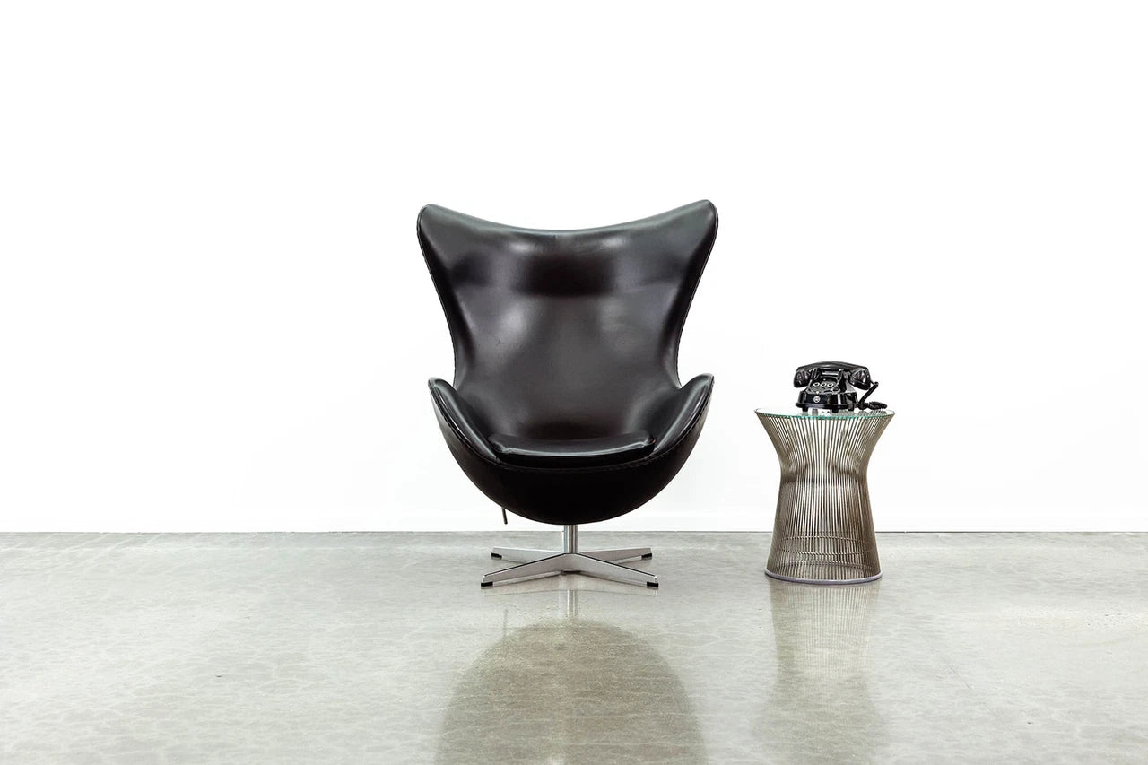 Egg Chair - Black Aniline Leather - Homio Decor