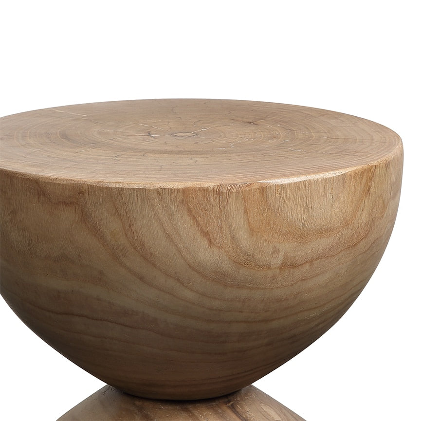 Hourglass-Shaped Paulownia Wood Side Table - Homio Decor