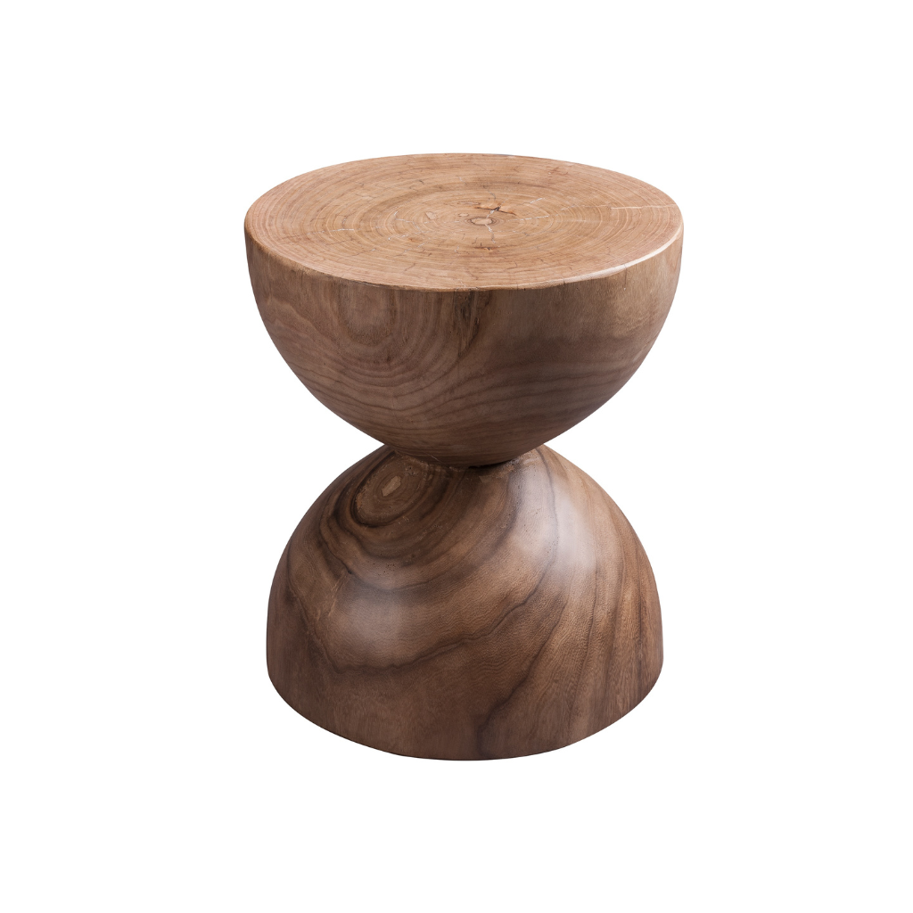 Hourglass-Shaped Paulownia Wood Side Table - Homio Decor