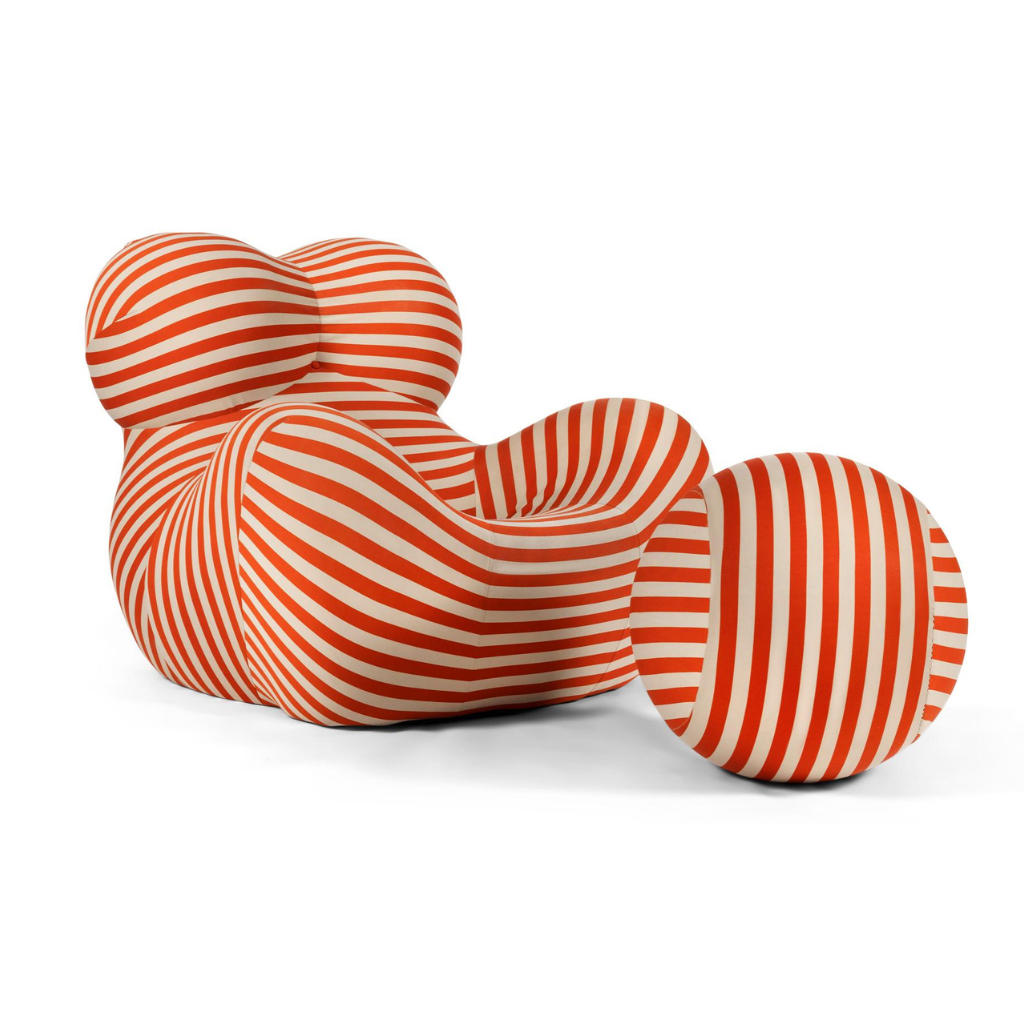 Up Armchair & Ottoman - Striped Coral - Homio Decor