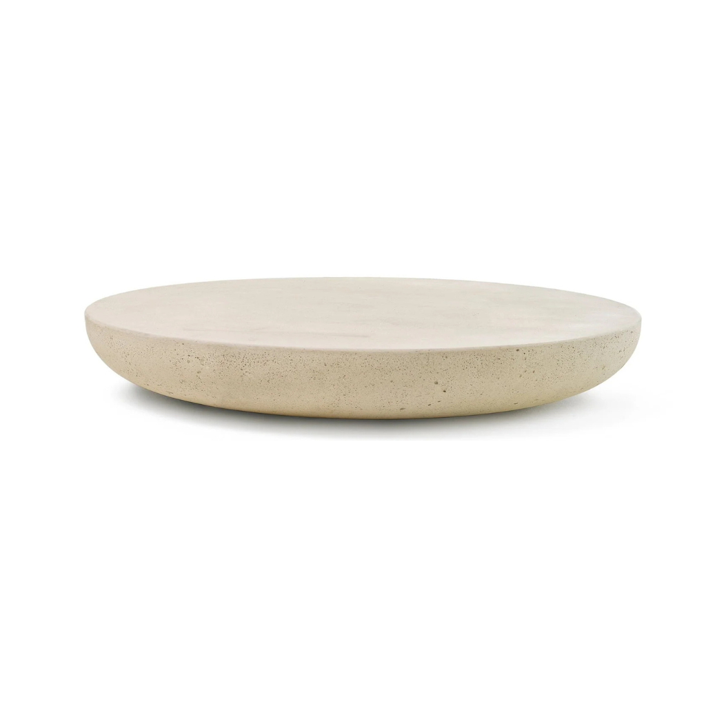 Homio Decor Living Room Model 1 / Beige Fiberglass Mushroom Style Round Side Table