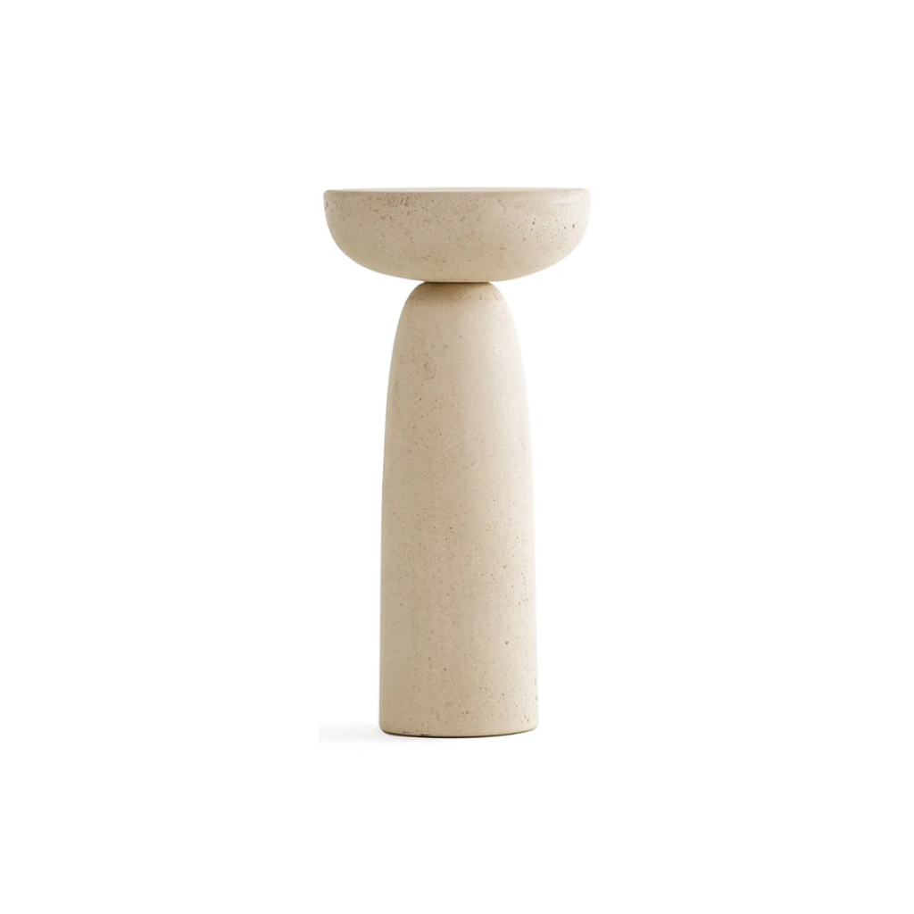 Homio Decor Living Room Model 4 / Beige Fiberglass Mushroom Style Round Side Table