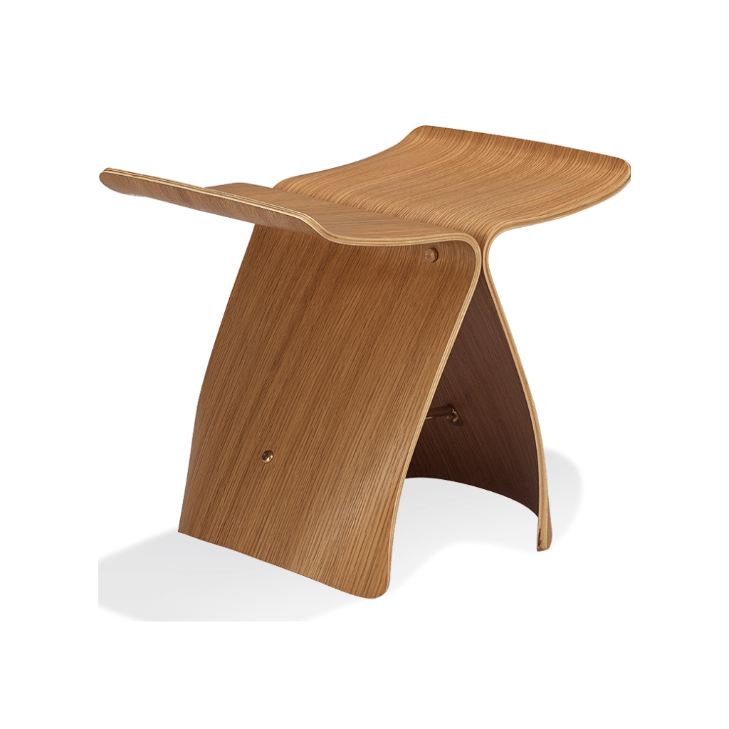 Homio Decor Living Room Natural Oak Danish Butterfly Stool