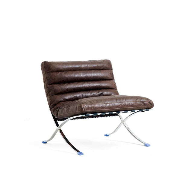 Barcelona Style Lounge Chair (Brown) - Homio Decor
