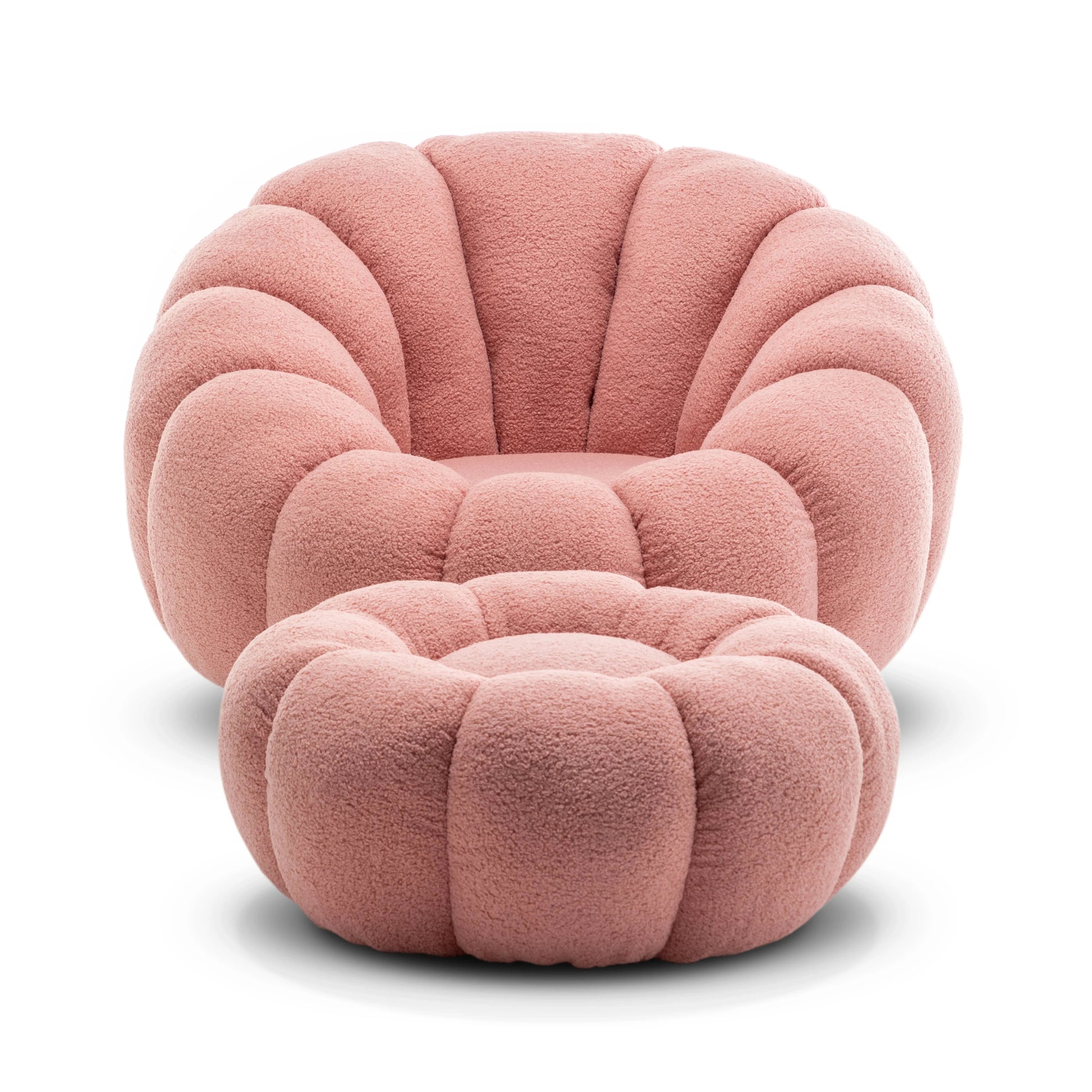 Homio Decor Living Room Pumpkin Chair with Ottoman