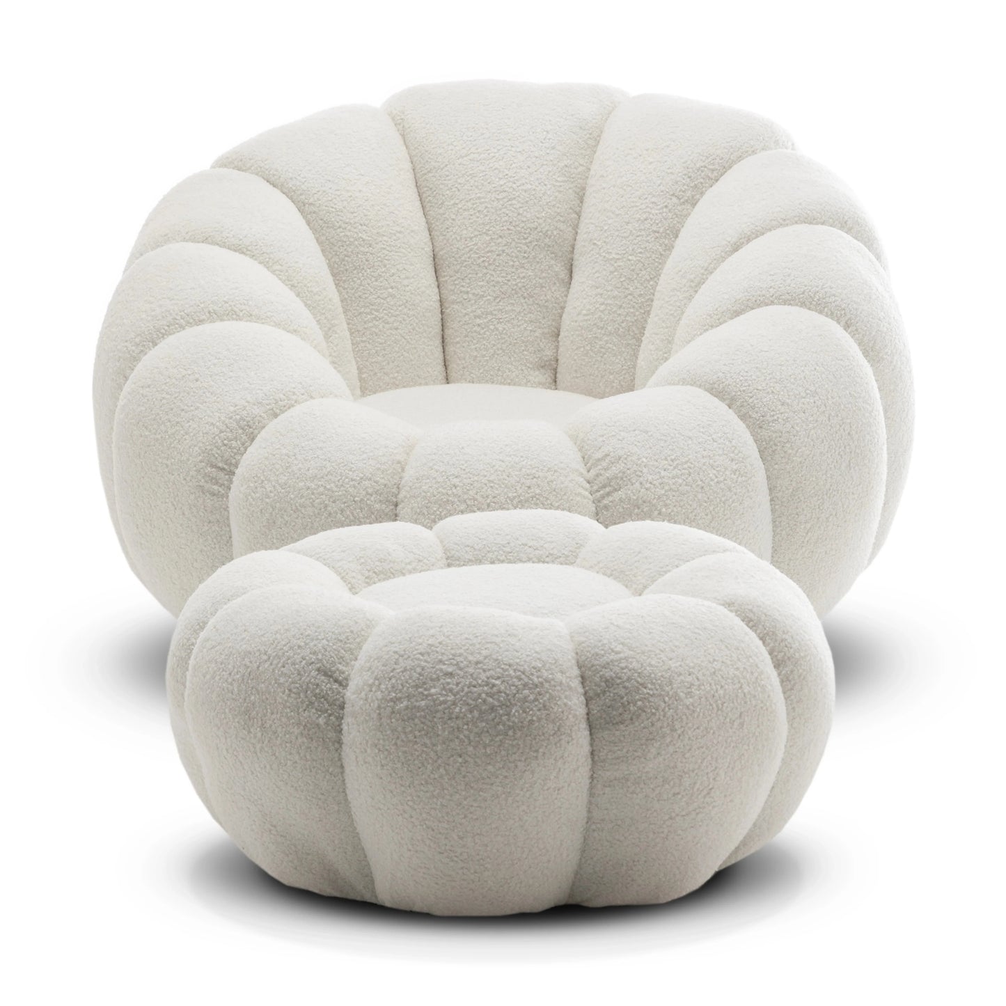 Homio Decor Living Room Pumpkin Chair with Ottoman