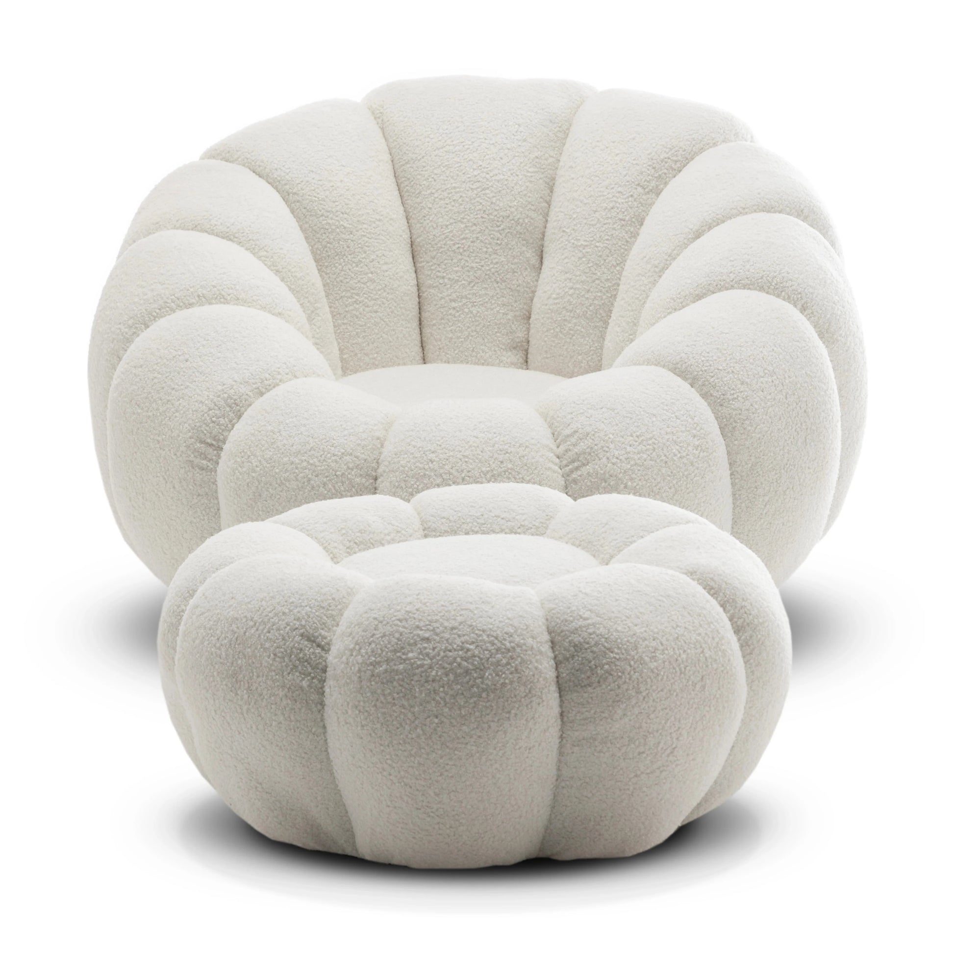 Homio Decor Living Room Pumpkin Chair with Ottoman