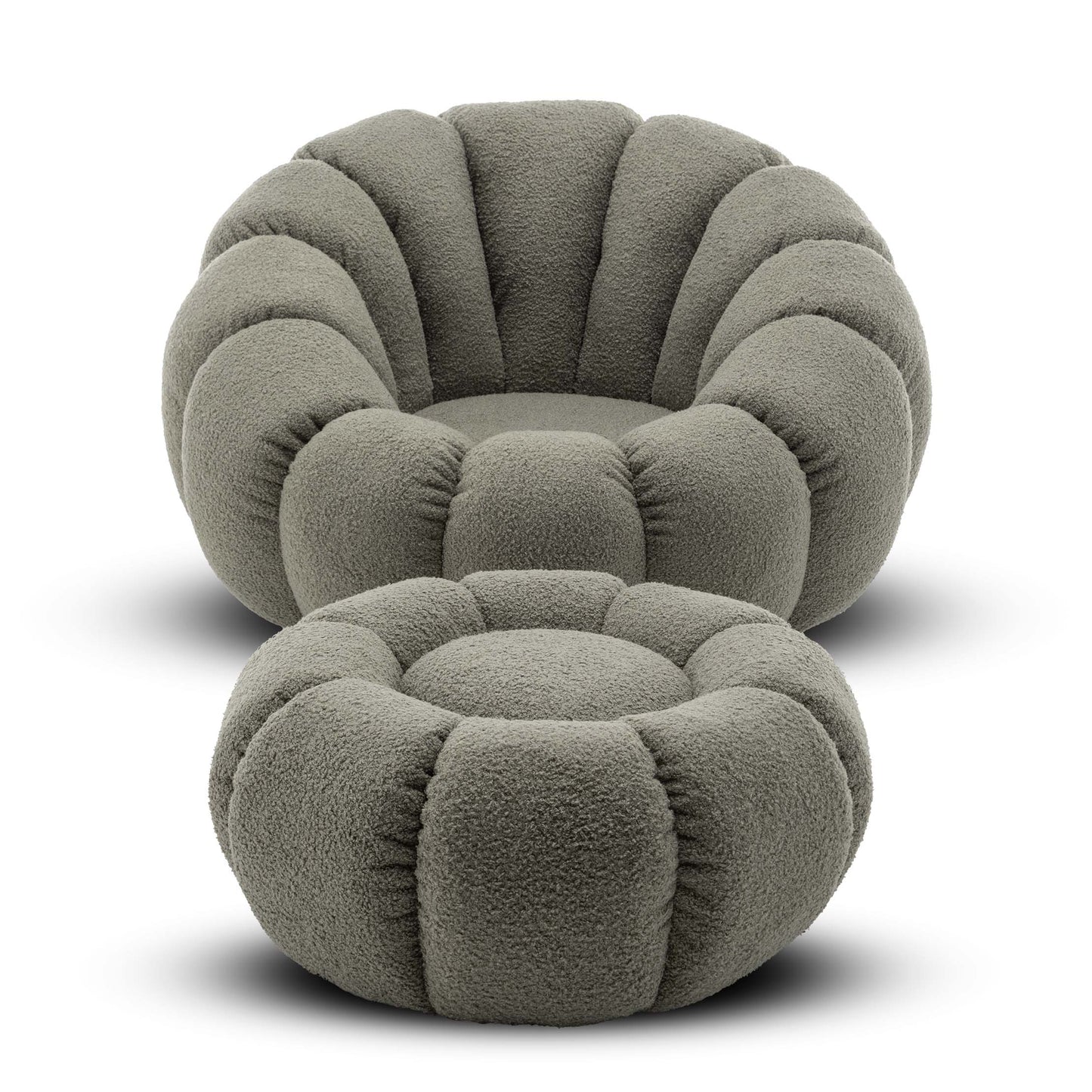 Homio Decor Living Room Pumpkin Chair with Ottoman
