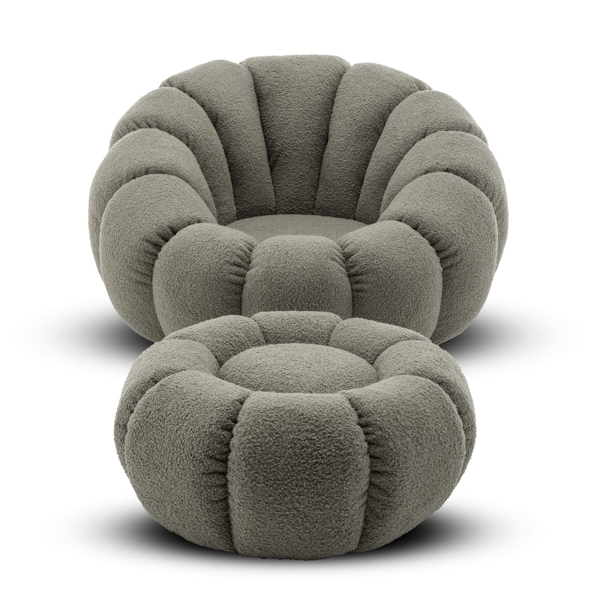 Homio Decor Living Room Pumpkin Chair with Ottoman