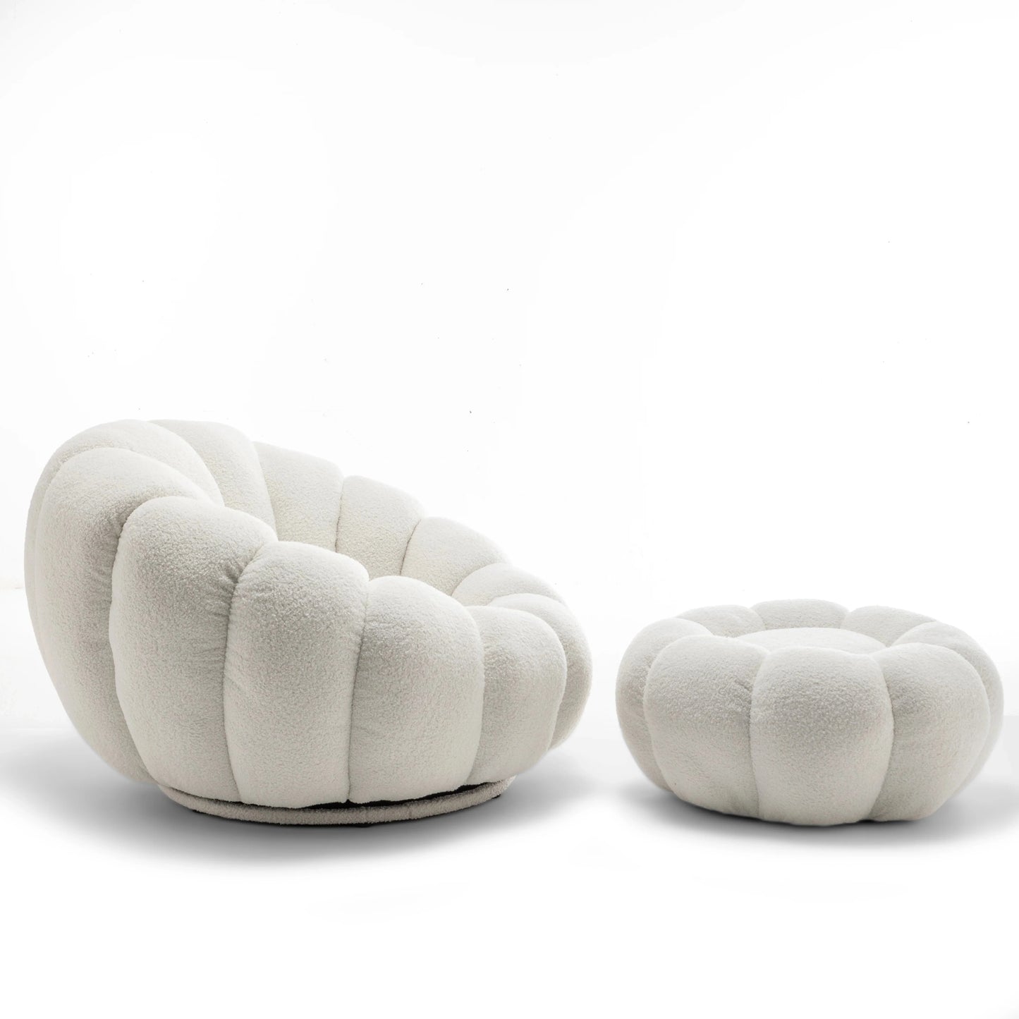 Homio Decor Living Room Pumpkin Chair with Ottoman