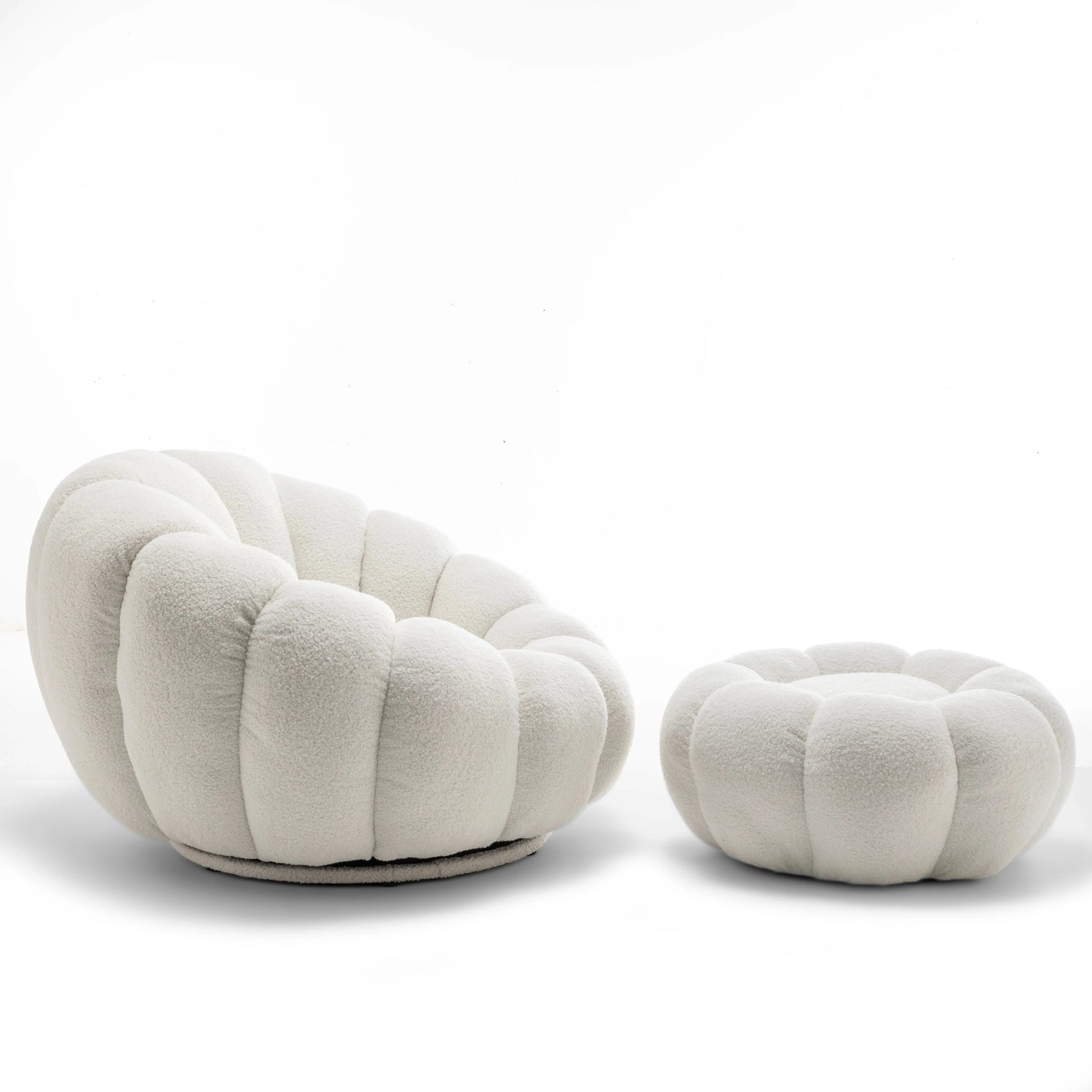 Homio Decor Living Room Pumpkin Chair with Ottoman