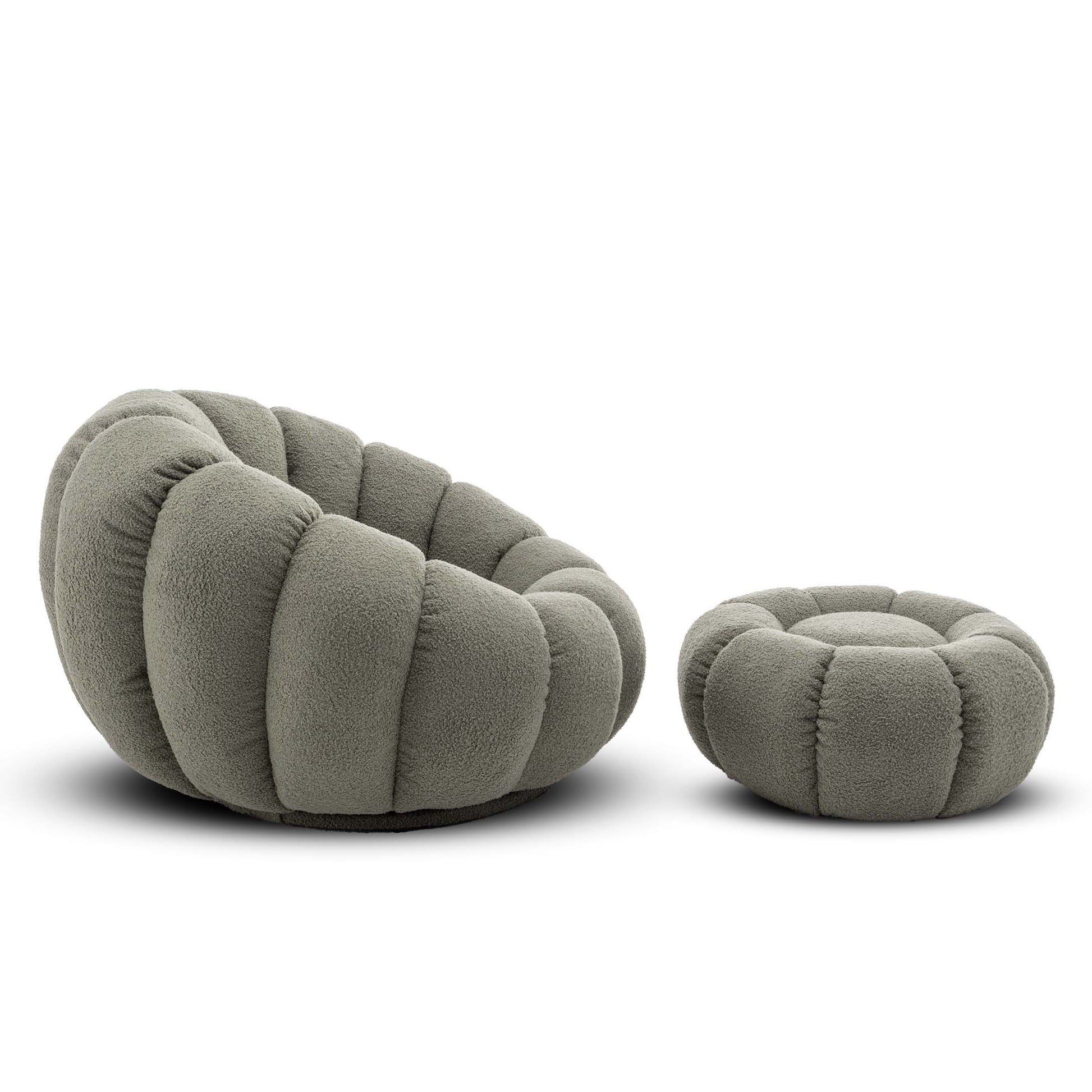 Homio Decor Living Room Pumpkin Chair with Ottoman
