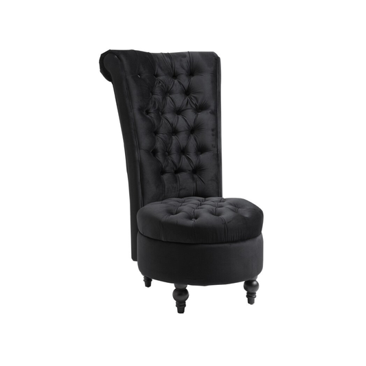 Button-Tufted Black Velvet Accent Chair - Homio Decor