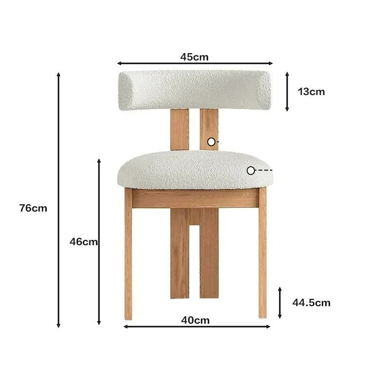 Solid Wood Dining Chair in Boucle ( Set of 2) - Homio Decor