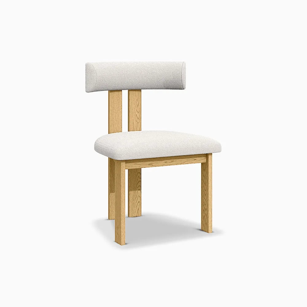 Solid Wood Dining Chair in Boucle ( Set of 2) - Homio Decor