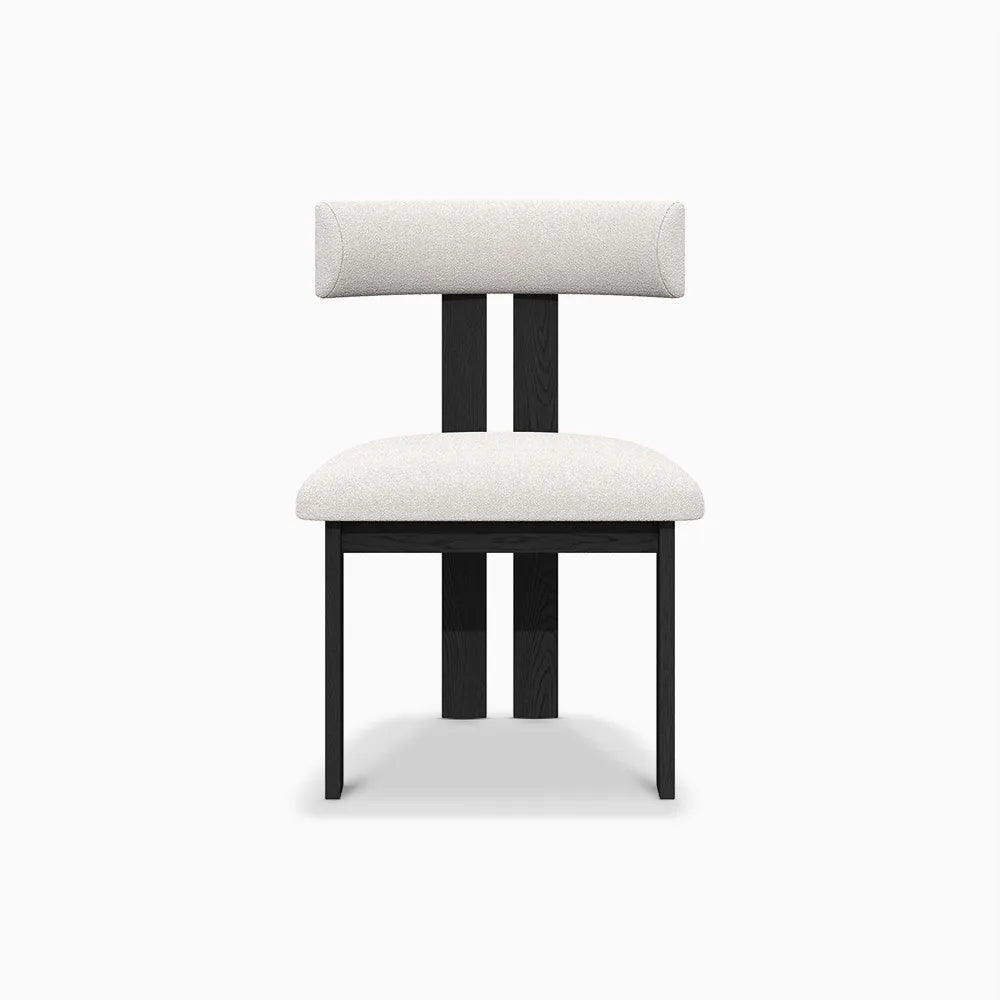 Solid Wood Dining Chair in Boucle ( Set of 2) - Homio Decor