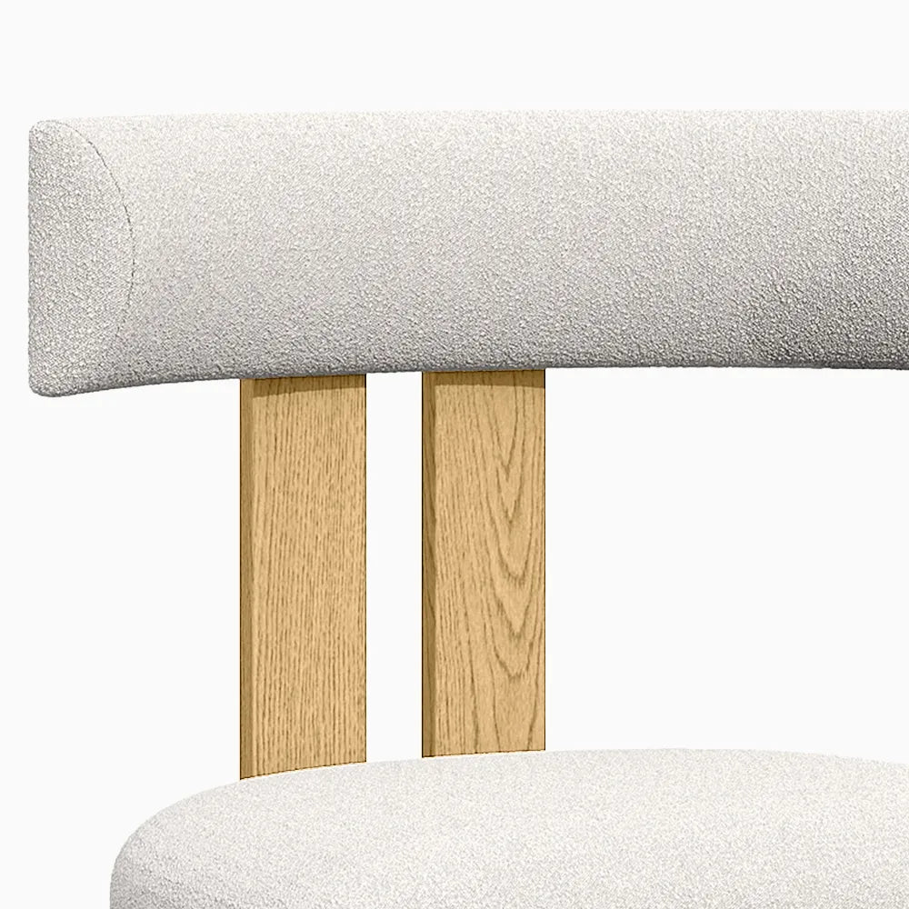 Solid Wood Dining Chair in Boucle ( Set of 2) - Homio Decor