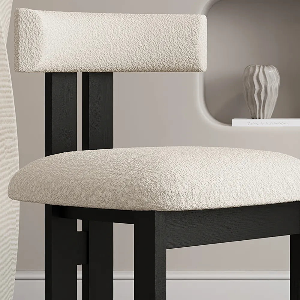 Solid Wood Dining Chair in Boucle ( Set of 2) - Homio Decor