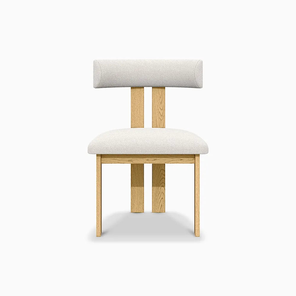 Solid Wood Dining Chair in Boucle ( Set of 2) - Homio Decor