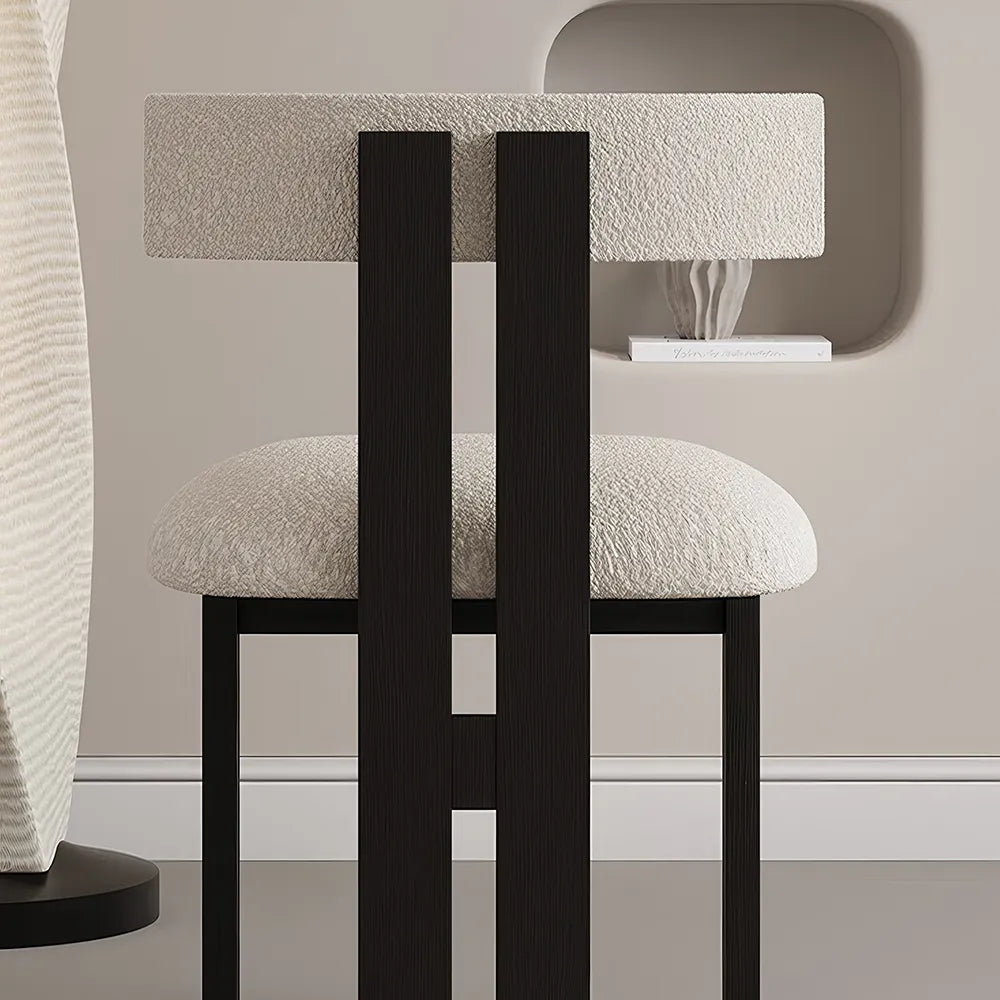 Solid Wood Dining Chair in Boucle ( Set of 2) - Homio Decor