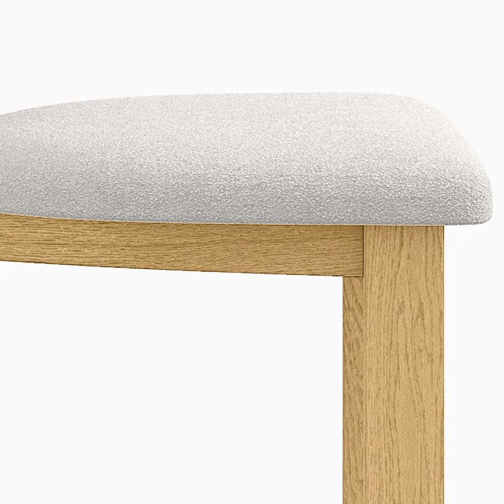 Solid Wood Dining Chair in Boucle ( Set of 2) - Homio Decor