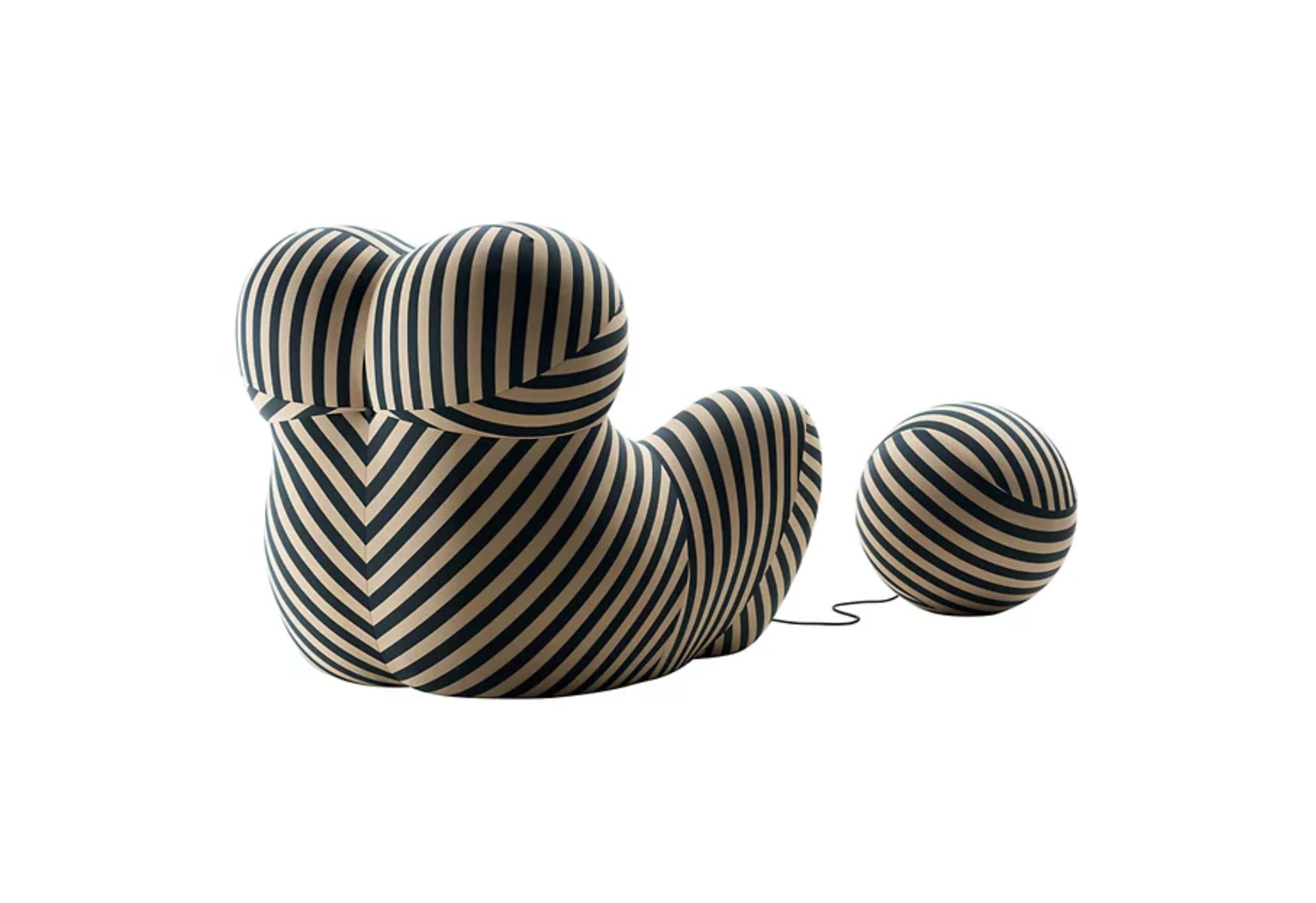 Up Armchair & Ottoman - Striped Beige & Teal - Homio Decor