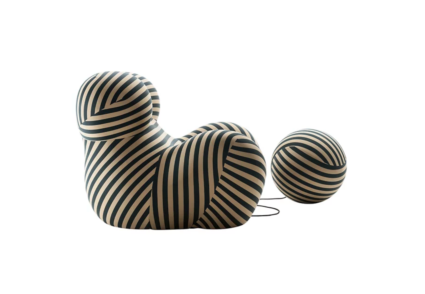 Up Armchair & Ottoman - Striped Beige & Teal - Homio Decor