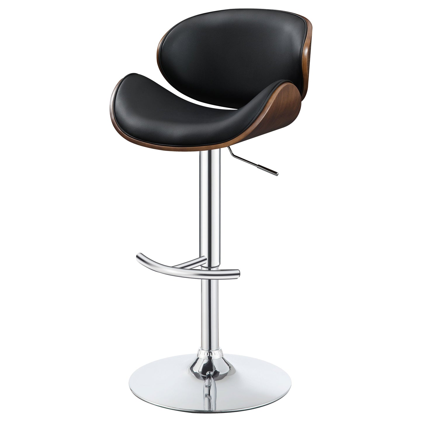 Homio Decor Mid-Century Walnut & Leather Bar Stool