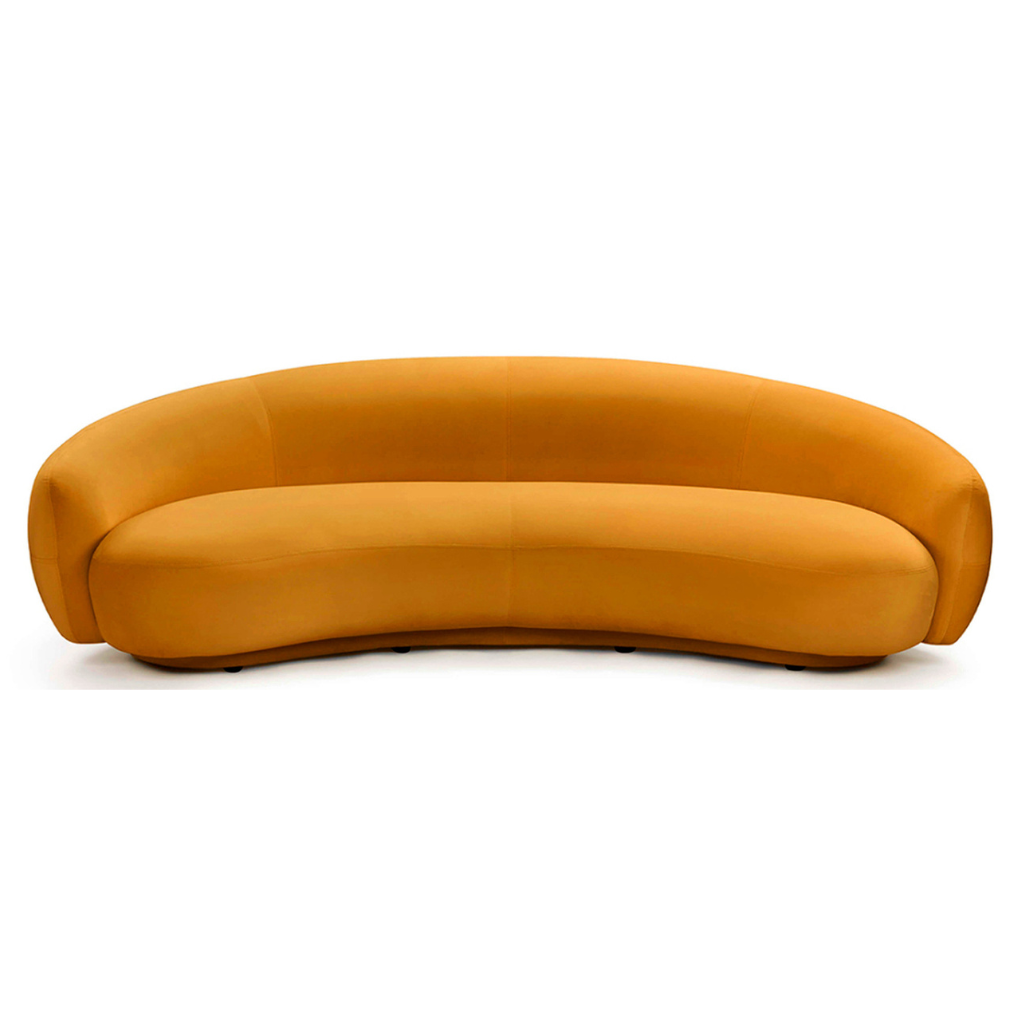 Homio Decor Mustard / 210cm Velvet Curved Sofa
