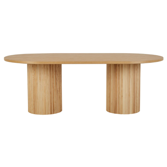 Homio Decor Natural Ash / 200cm Ripple Design Oval Dining Table