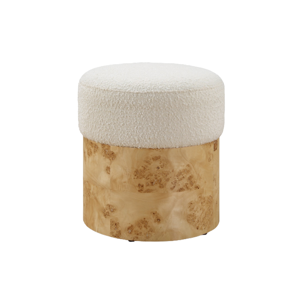 Homio Decor Natural Burlwood & Boucle Stool