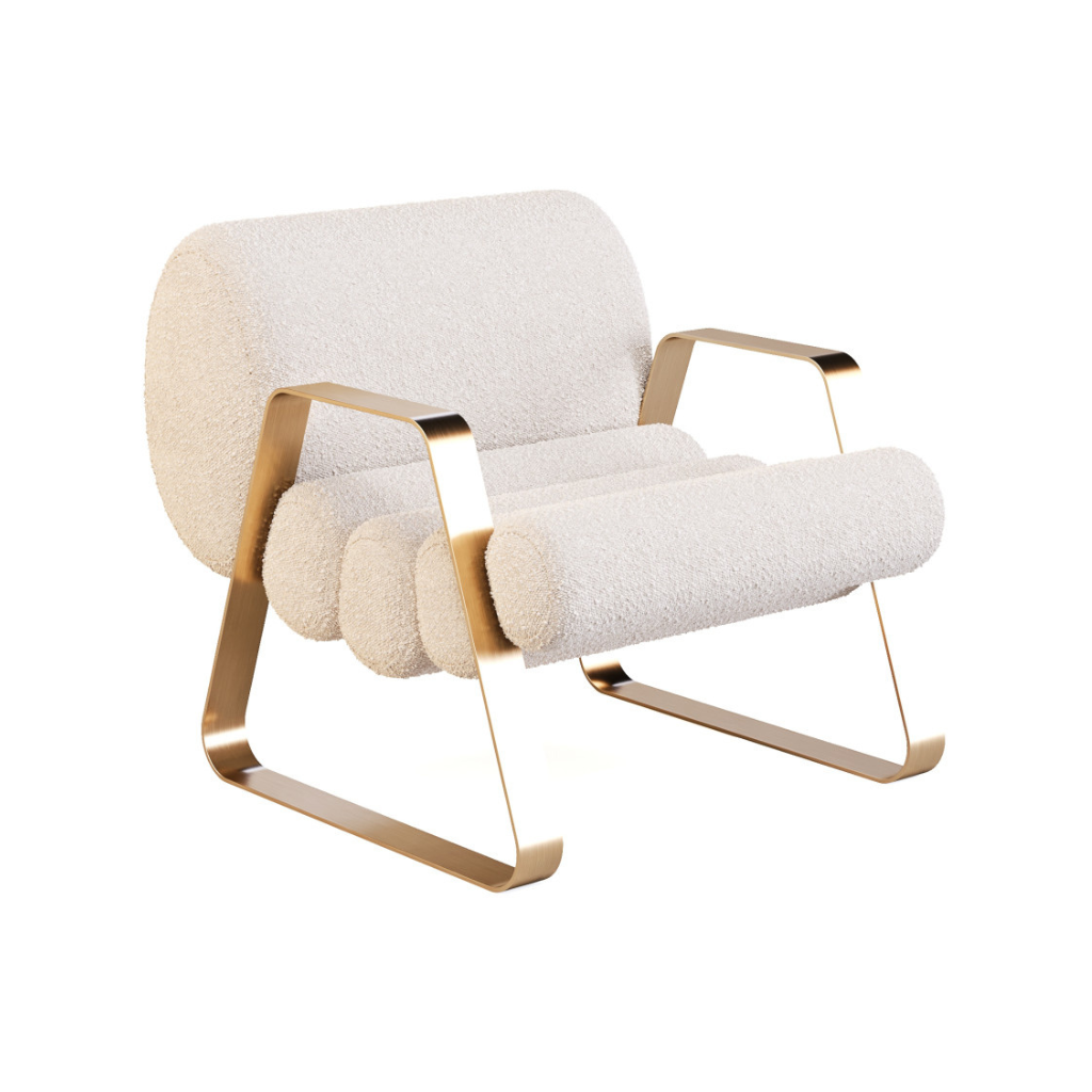 Homio Decor Off-White Boucle Cocoon Lounge Chair