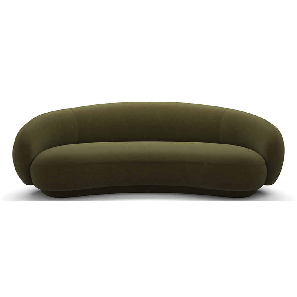 Homio Decor Olive Green / 210cm Velvet Curved Sofa