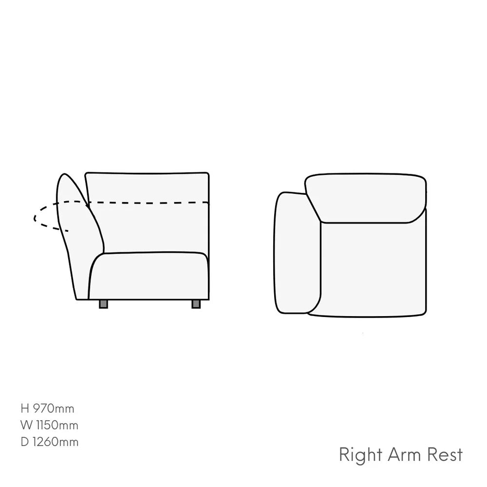 Homio Decor Right Armrest / Golden Petal Sofa Modular (Chenille)