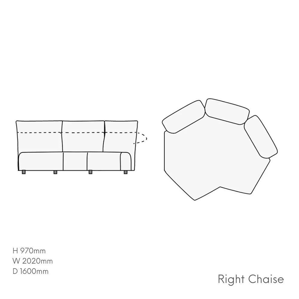 Homio Decor Right Chaise / Golden Petal Sofa Modular (Chenille)