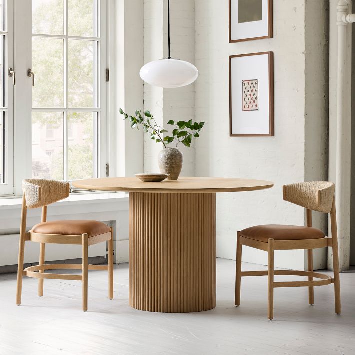 Homio Decor Ripple Design Round Dining Table - Natural Ash