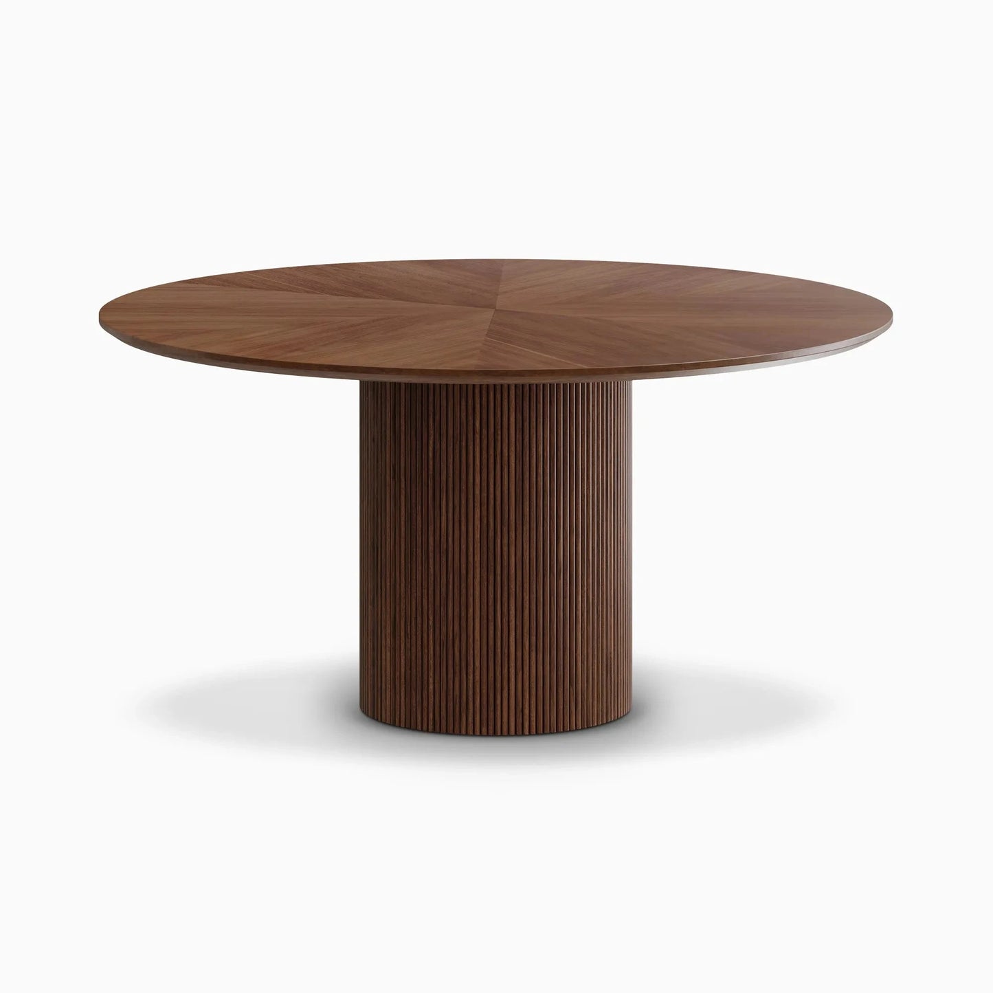 Homio Decor Ripple Design Round Dining Table - Walnut