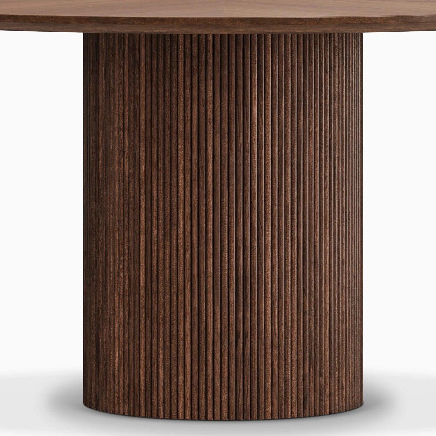 Homio Decor Ripple Design Round Dining Table - Walnut