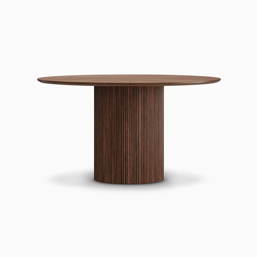 Homio Decor Ripple Design Round Dining Table - Walnut