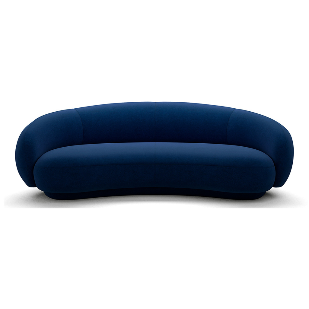 Homio Decor Sapphire Blue / 210cm Velvet Curved Sofa