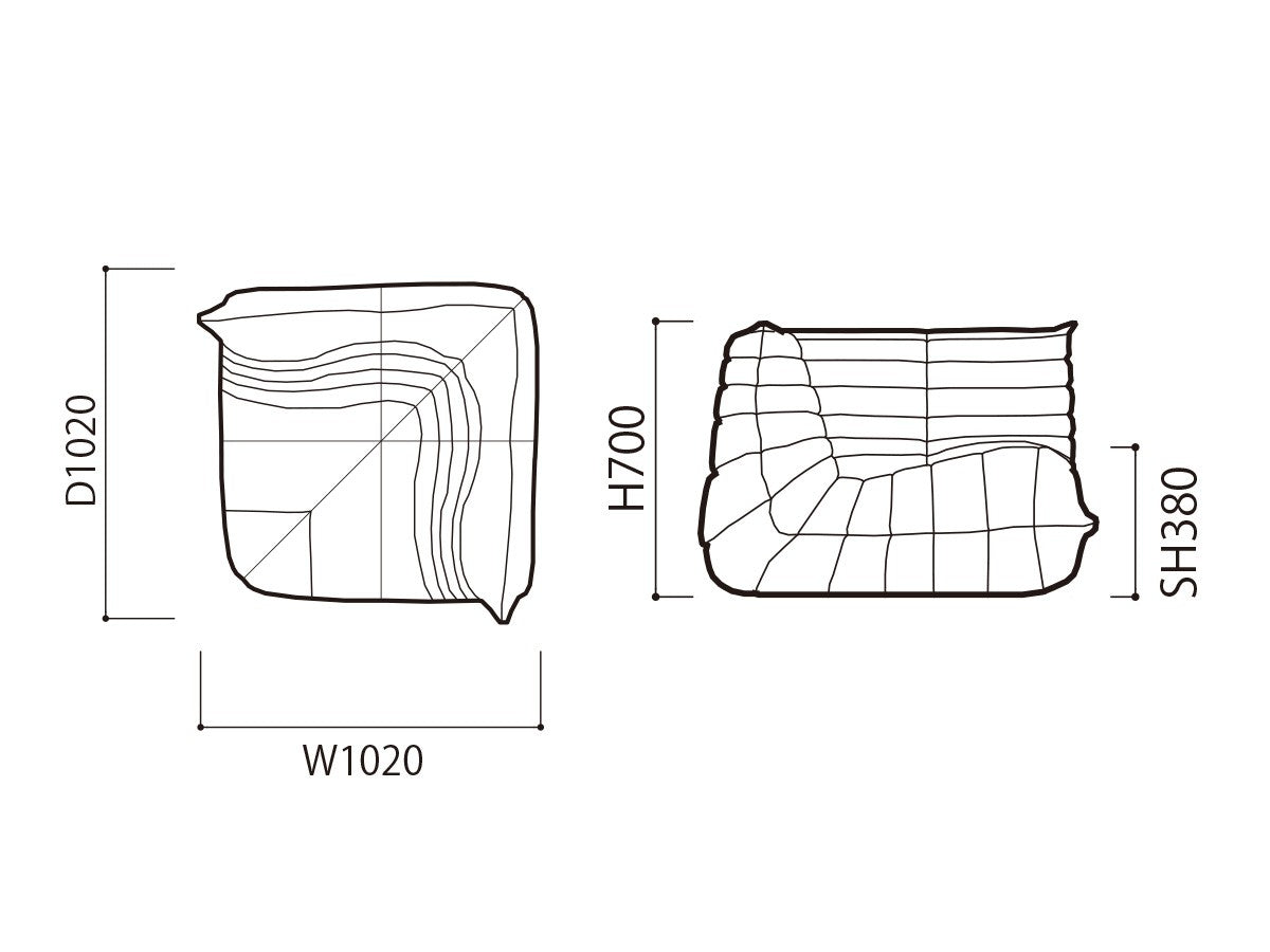 Togo Fireside Leather Chair (Corner Module) - Homio Decor