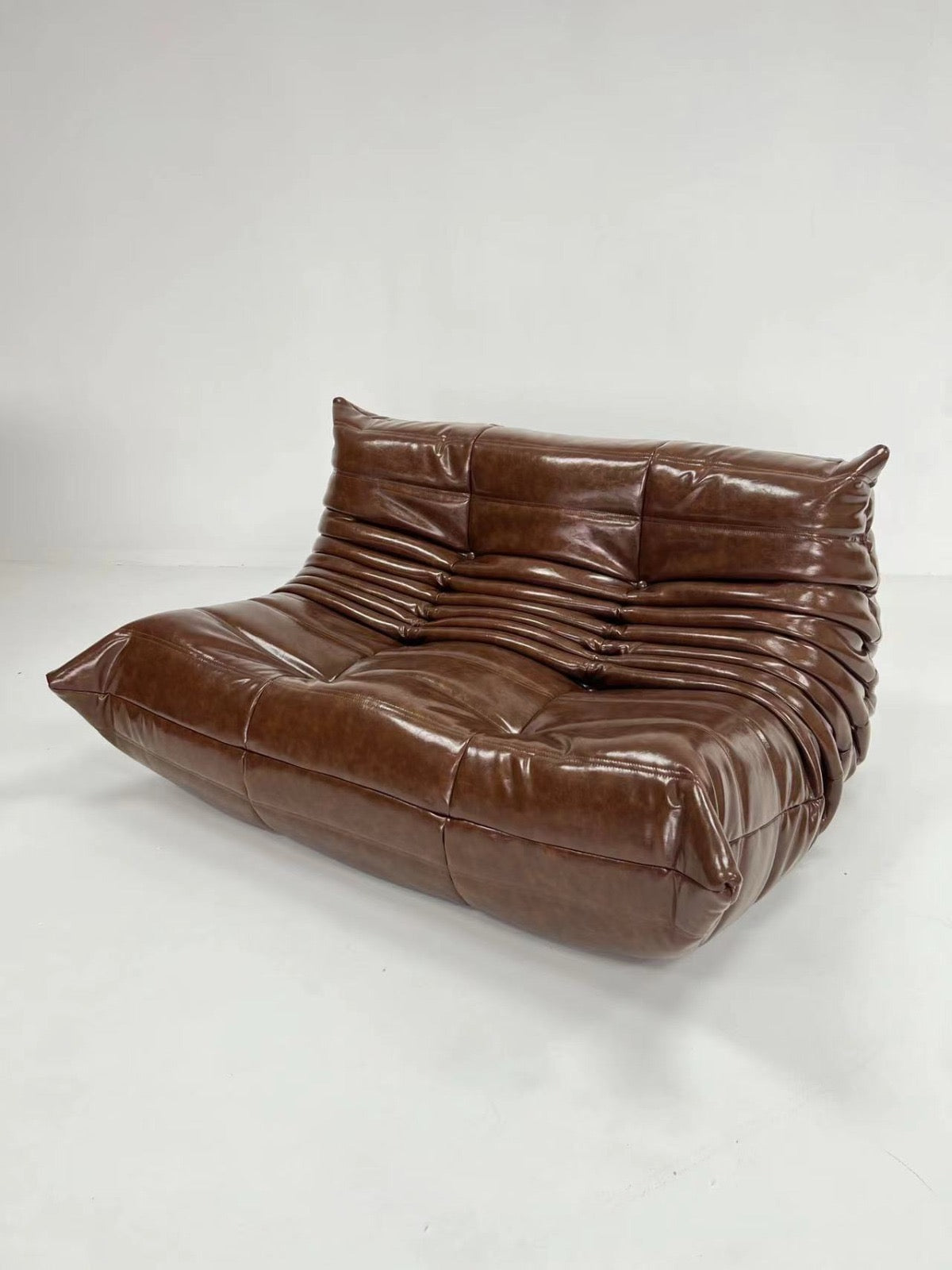 Togo Sofa Set of 3 (Leather) - Chocolate - Homio Decor
