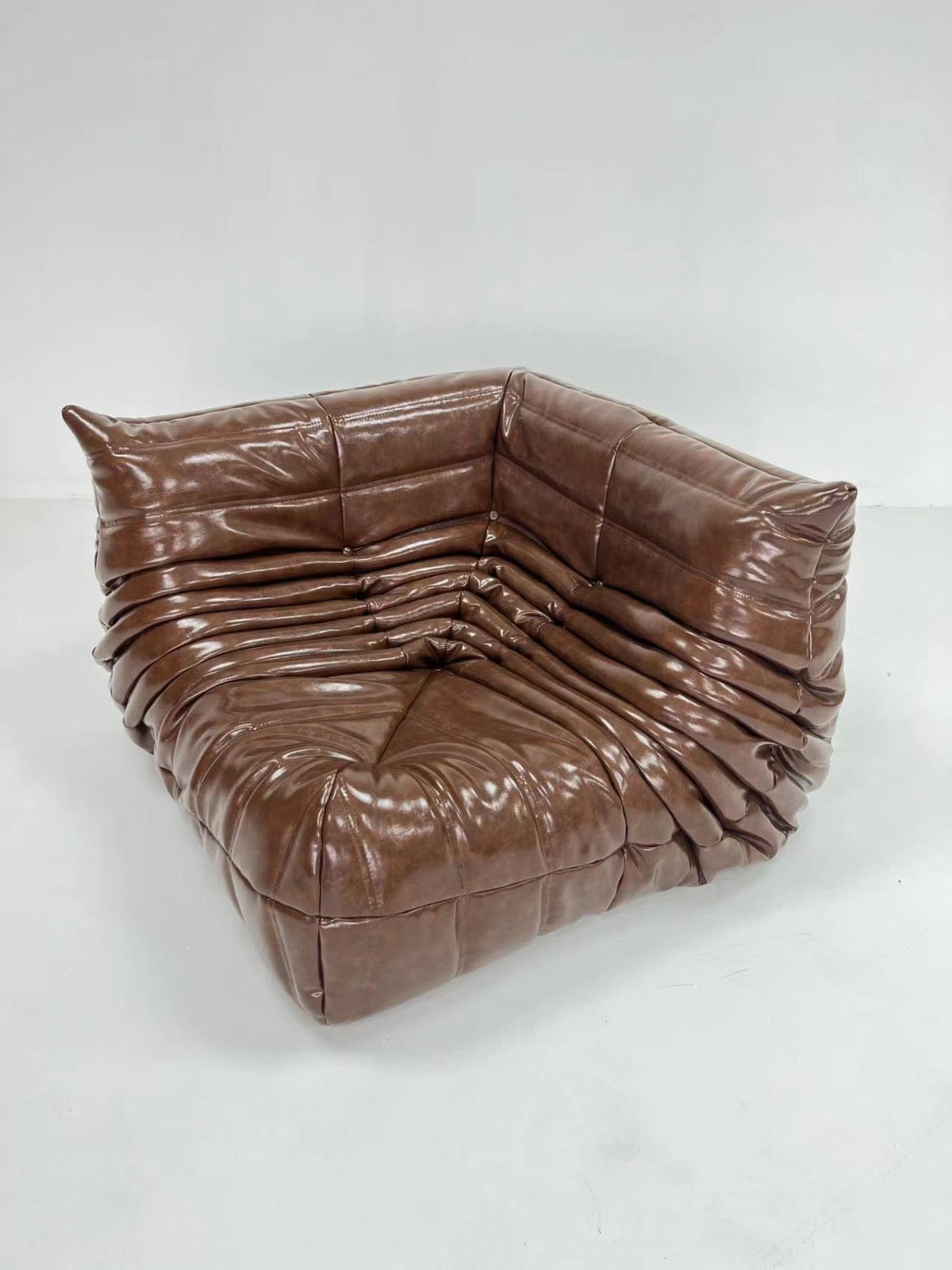Togo Sofa Set of 3 (Leather) - Chocolate - Homio Decor