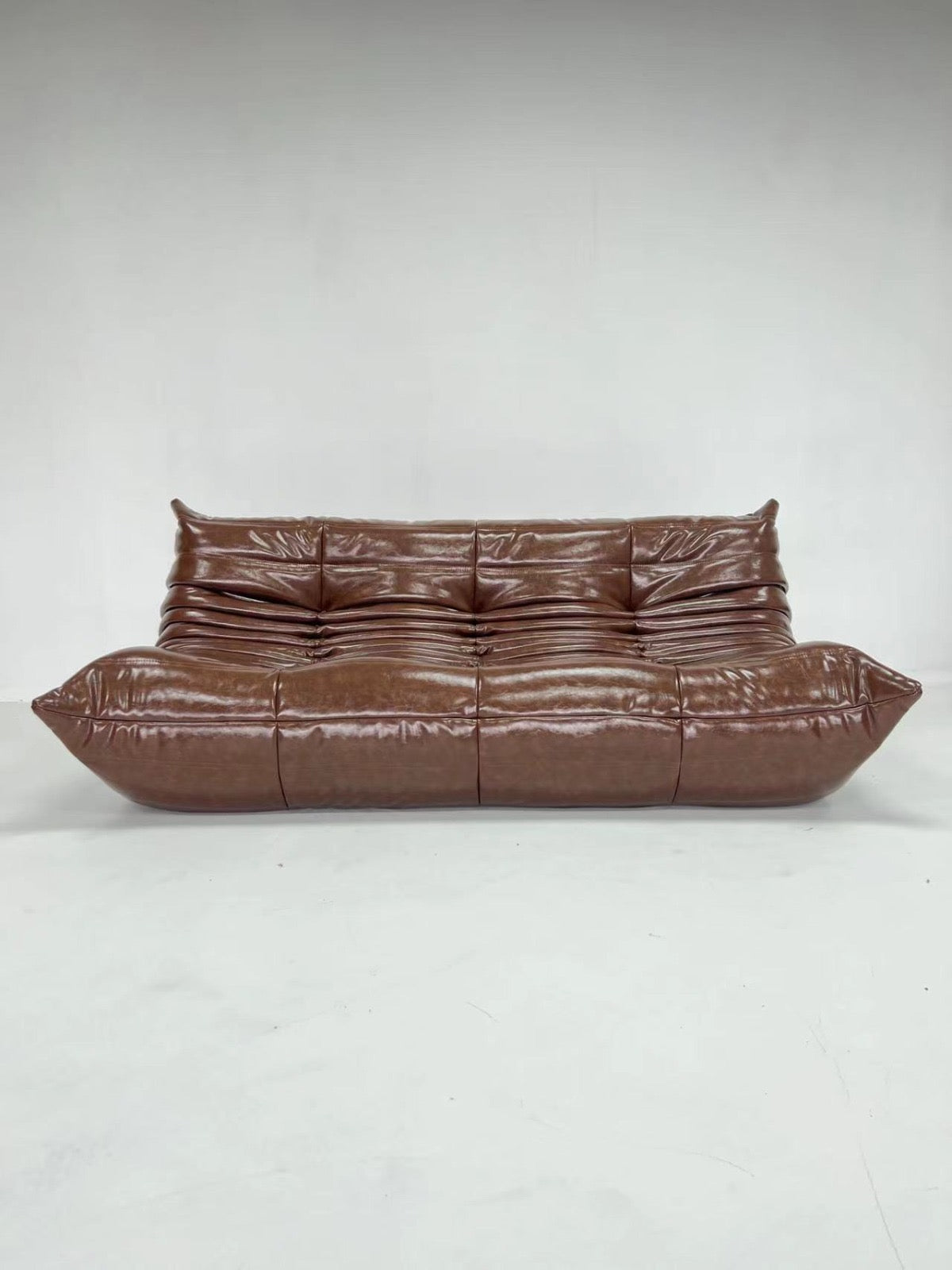 Togo Sofa Set of 3 (Leather) - Chocolate - Homio Decor